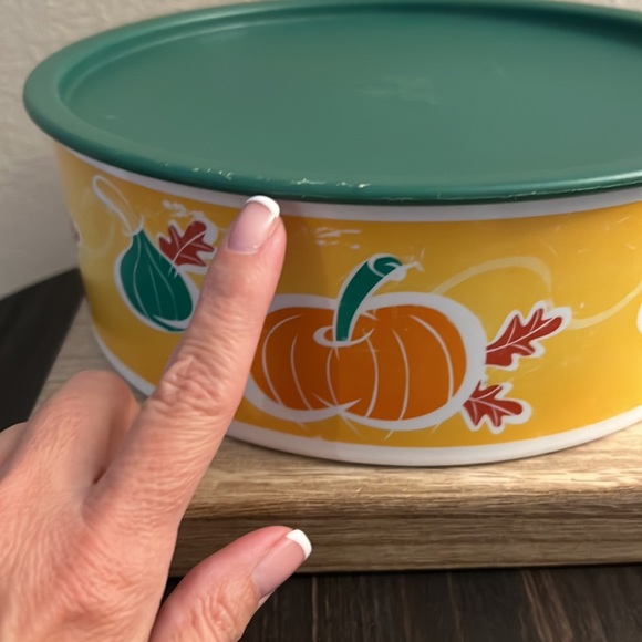Tupperware Vintage 90s Autumn Harvest Large Snack Cookie Canister Halloween Fall - Picture 4 of 12